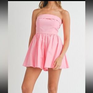 Pink Strapless Women's Romper